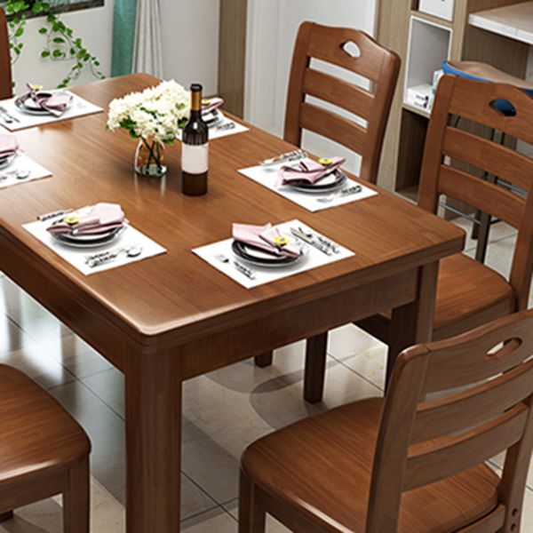 Modern Standard Height Furniture 7 Pcs Solid Wood Rectangle Dinette Table with Chair