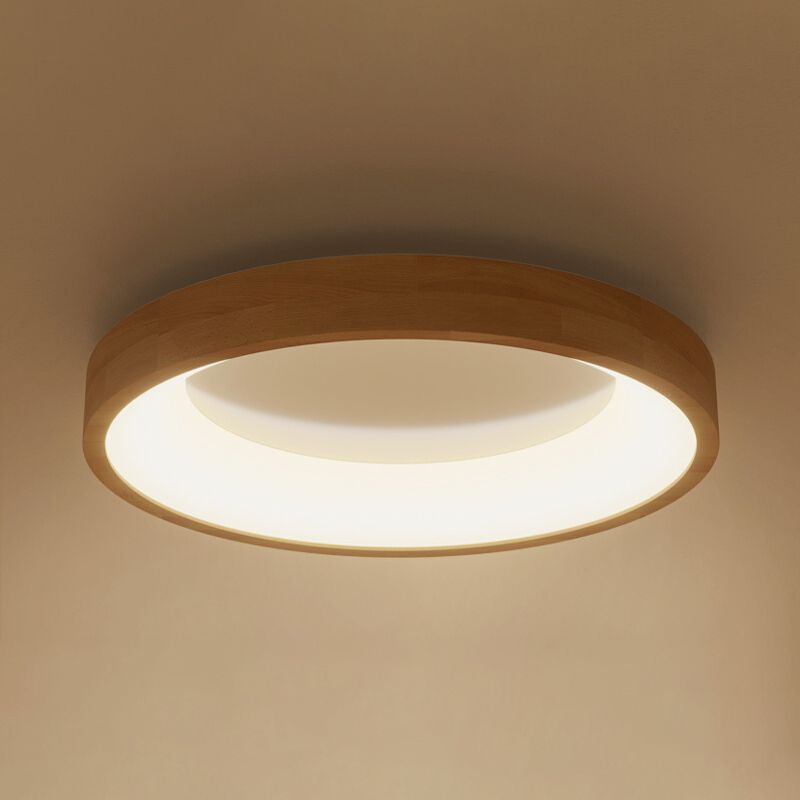 Lampada da Soffitto a LED di Forma Rotonda Stile Moderno Semplice in Legno 1 Luce da Incasso per Sala da Pranzo