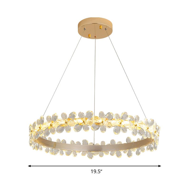 Runde Kronleuchterlampe moderner Kristall 19,5 "/27,5" breites LED -Gold/Kaffee -Pendelleuchte in warmem/weißem Licht