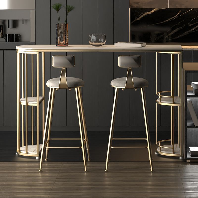 Glam Style Bar Table Set 1/3/5 Pieces Stone Fixed Counter Height Set for Indoor