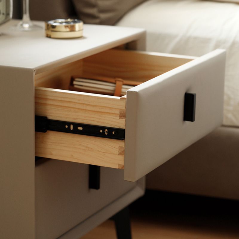 Upholstered Pine Wood Kids Bedside Table 2 Drawers Nursery Nightstand