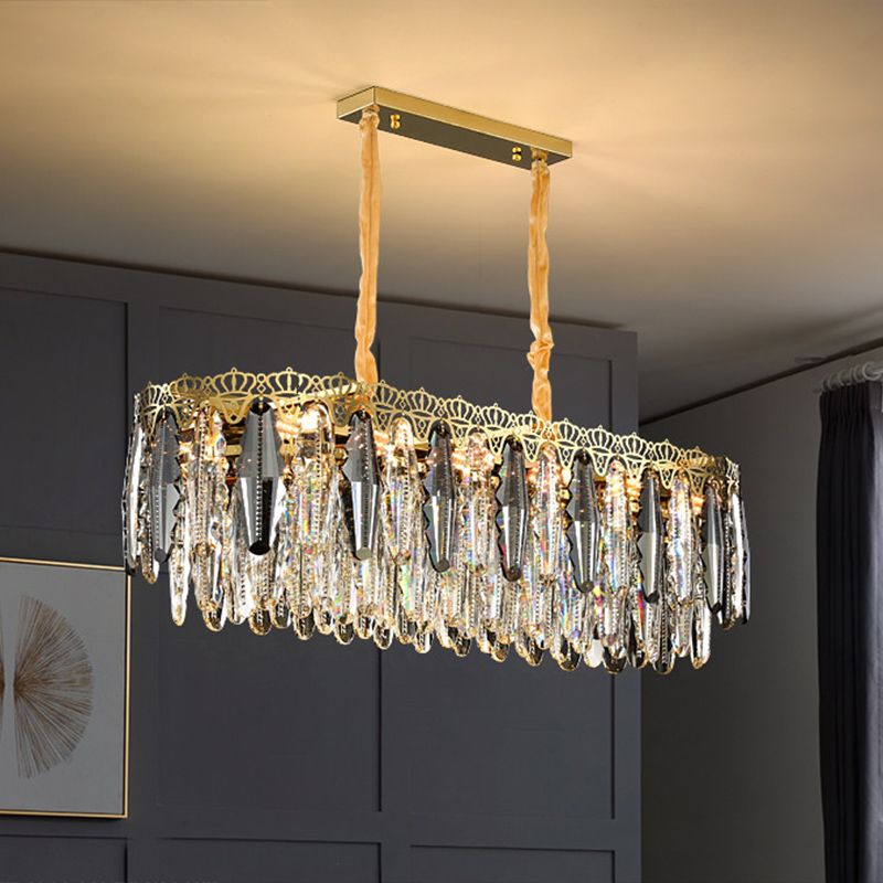 Clear Crystal Leaf Hanging Light Minimalist Chandelier Pendant Light for Bedroom