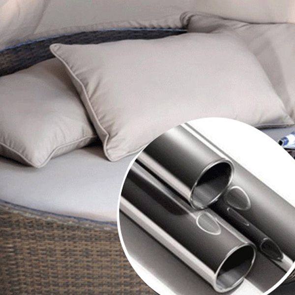 Round Cushion Patio Daybed Water Resistant Outdoor Sofa with Canopy