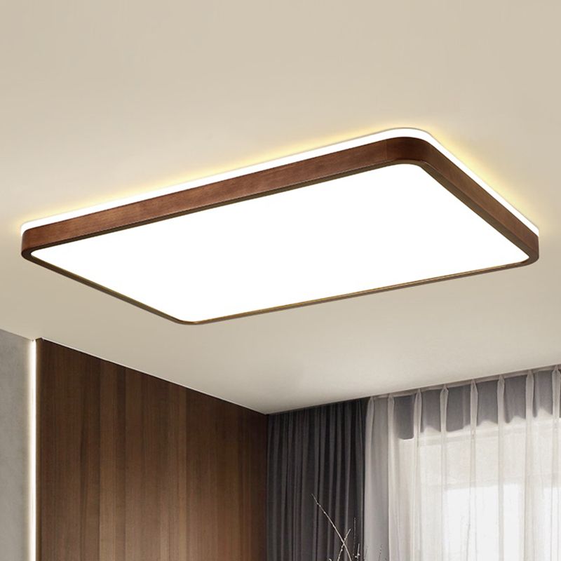 Bruine geometrische inbouwplafondlamp Minimalistische LED houten inbouwverlichting voor slaapkamer