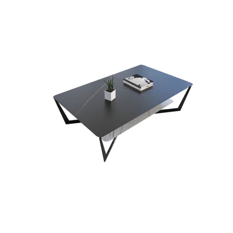 Modern Style Black Gold/white/grey/white Gold Rock Board Table with Iron Base Coffee Table