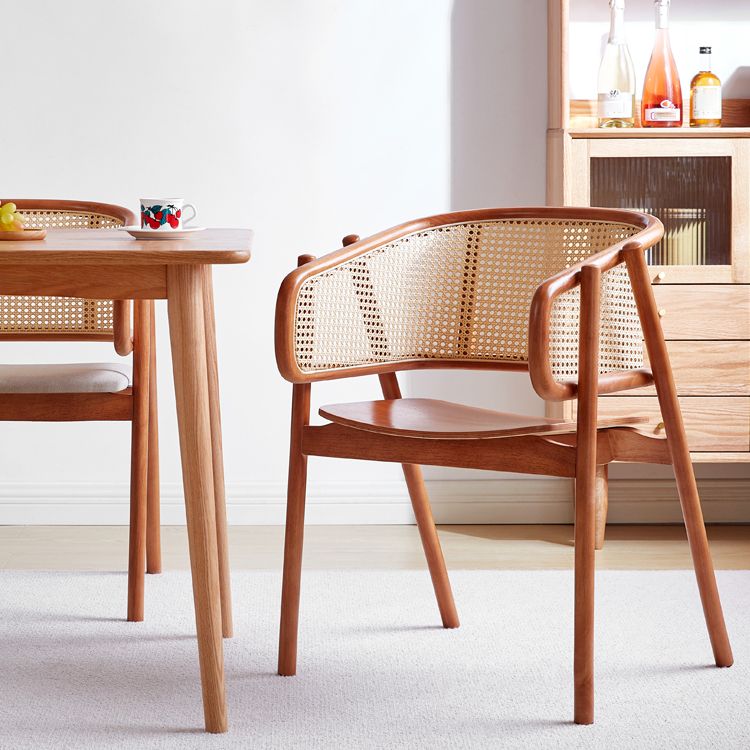 Contemporary Solid Wood Home Dining Arm Chair Open Back Dining Side Chair