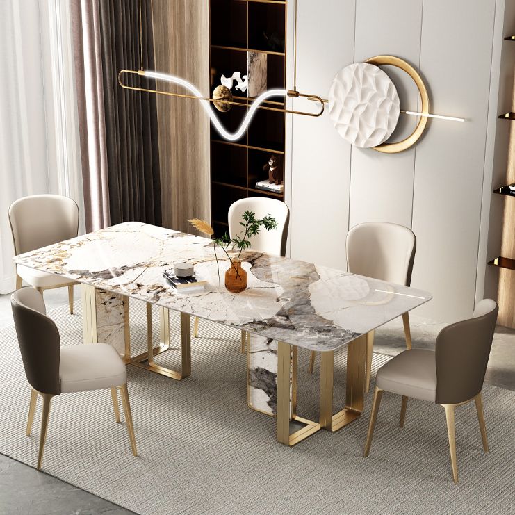 Luxury Sintered Stone Top Dining Set Rectangle 1/3/4/5/6 Pieces Dining Room Table Set