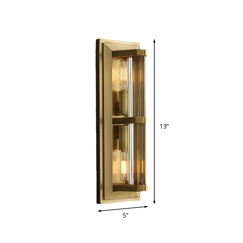 Tube Sconce Light Traditionary Metal 2/3/4 Heads Black/Gold Wall Lamp Fixture for Living Room