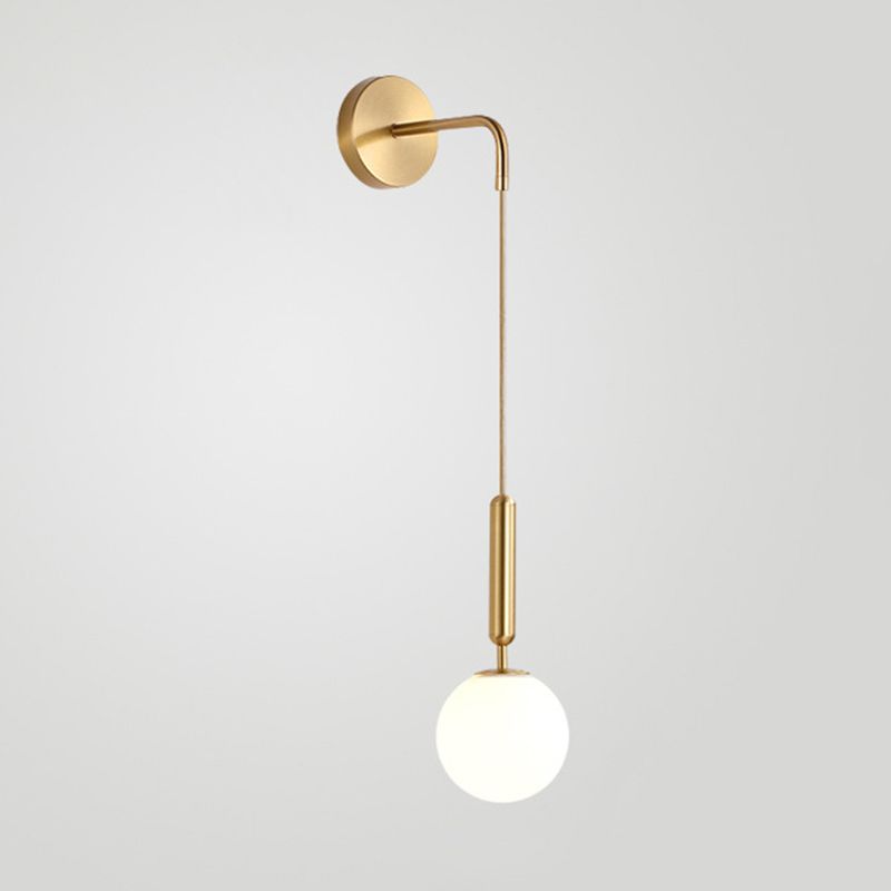 Modern Metal Wall Lighting Sconce Ball Glass Shade Wall Lamp with Hanging Wire