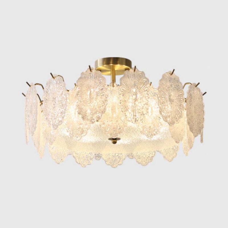 Multi Lights Ceiling Mount Light Modern Style Round with Glass Shade for Bedroom
