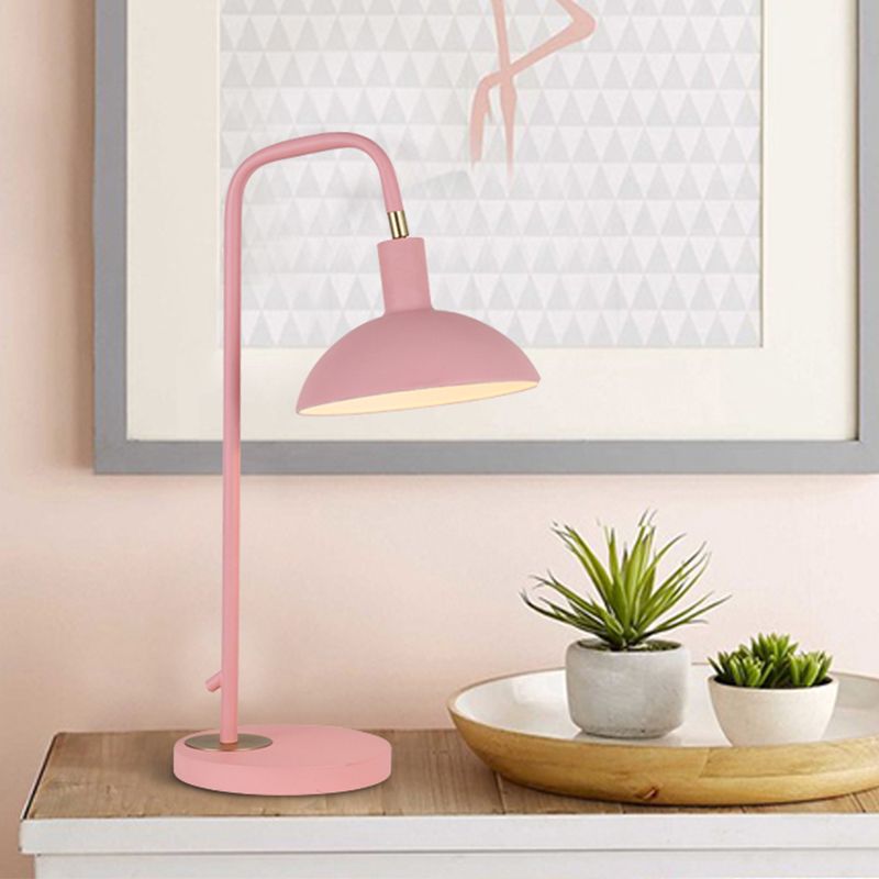 Metallic Dome Shade Nightstand Lamp Nordic 1 Bulb Pink/Yellow/Blue Table Light for Bedside