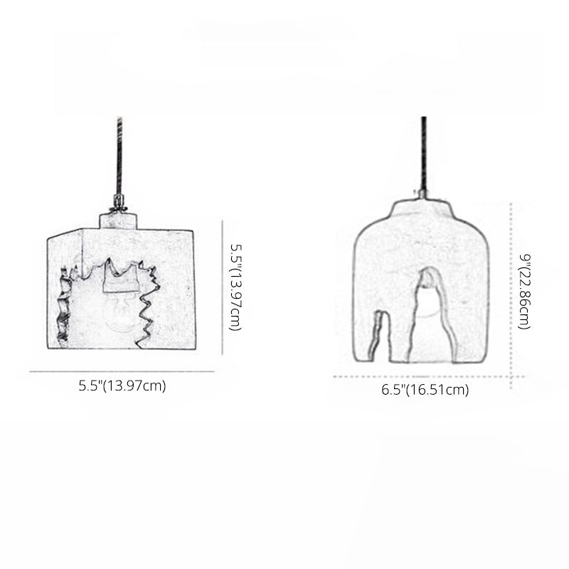 Notch Design Cement Hanging Light Creative Single Bulb Mini Ilumining Pending para Bar Cafe Shop