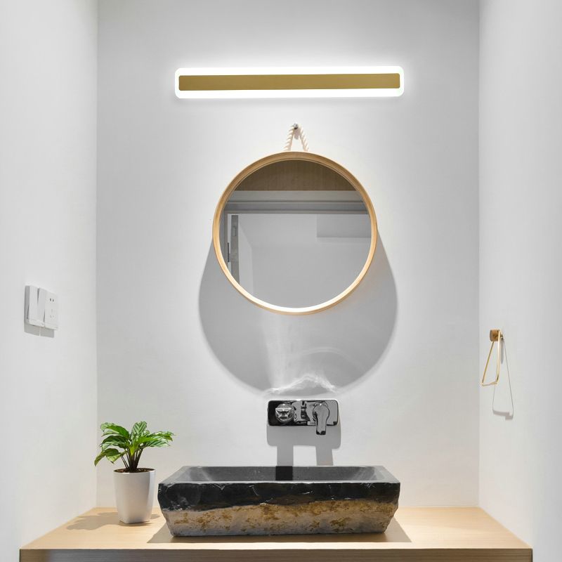 Linear Shape Metal Wall Sconce Modern Style Single Light Mirror Wall Mount Light