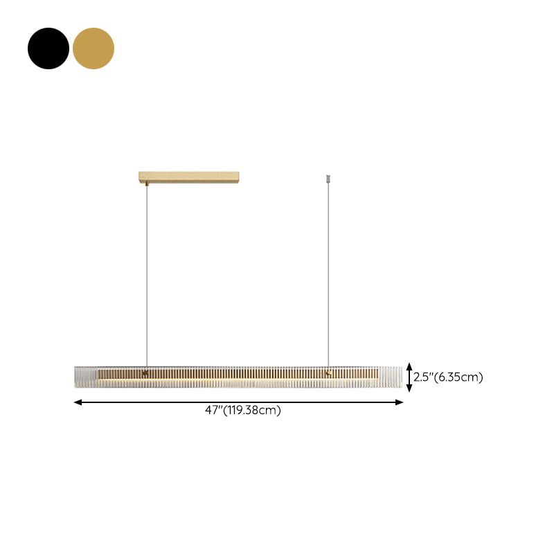 Aluminum Kitchen Island Fixture LED Bar Ceiling Pendant with Glass Shade