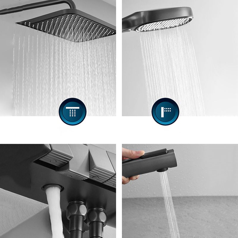 Contemporary Shower System Dual Shower Head Slide Bar Thermostatic Wall Mounted Shower Set