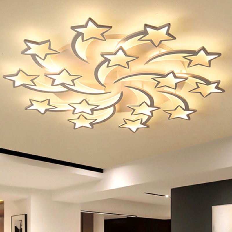 Meteor LED Flush Mount Ceiling Light Modern Acrylic White Flush Light Fixture for Living Room