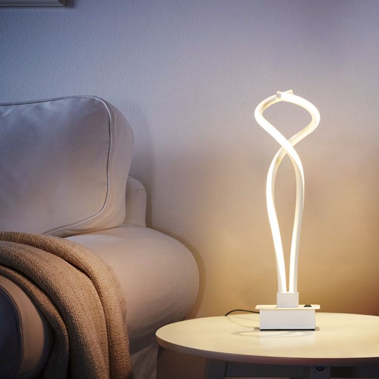 Spiral Acrylic Nightstand Light Art Deco Minimalist LED Table Lamp for Bedroom