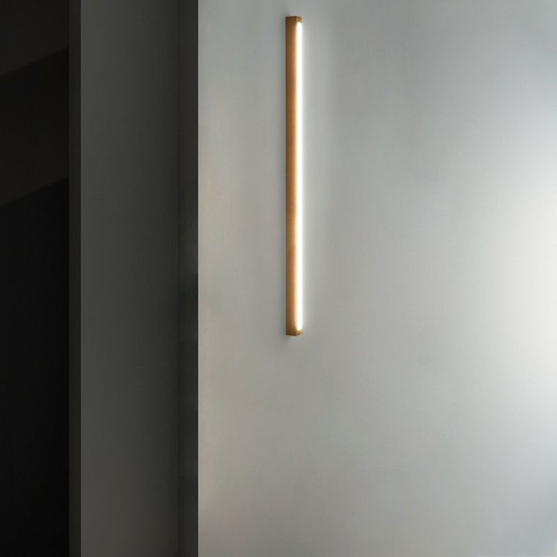 Wood Linear Shade Flush Ceiling Light Modern Style 1 Light Flush Mount Fixture in Brown