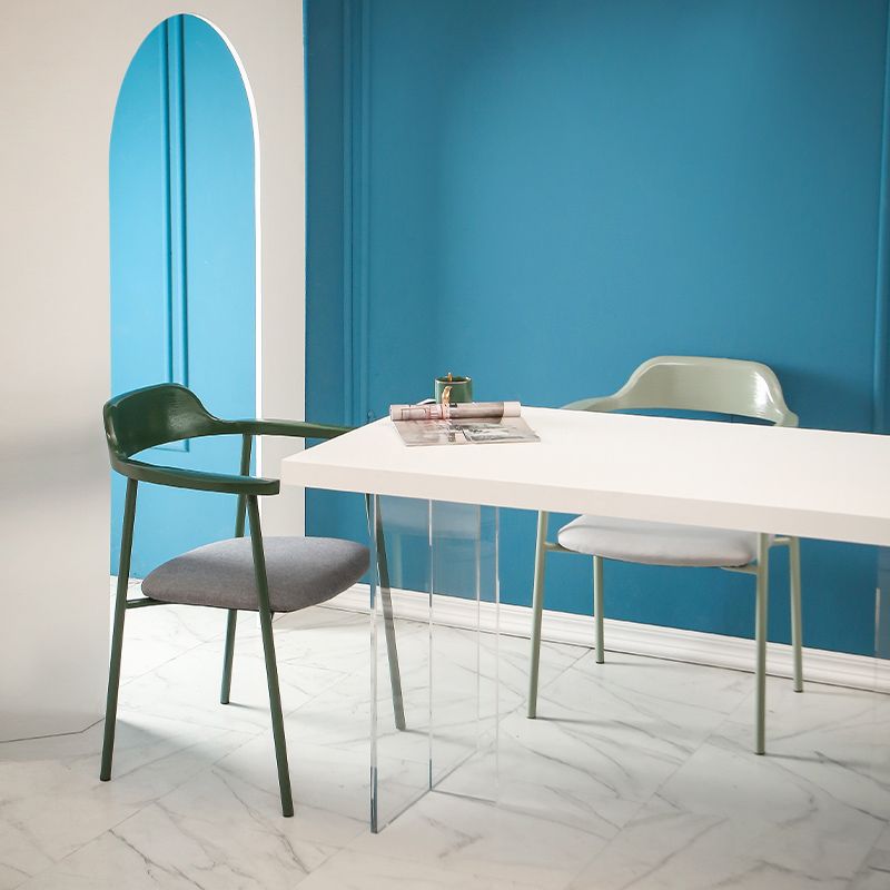 Contemporary Style Dining Chair Metal Open Back Dining Arm Chair