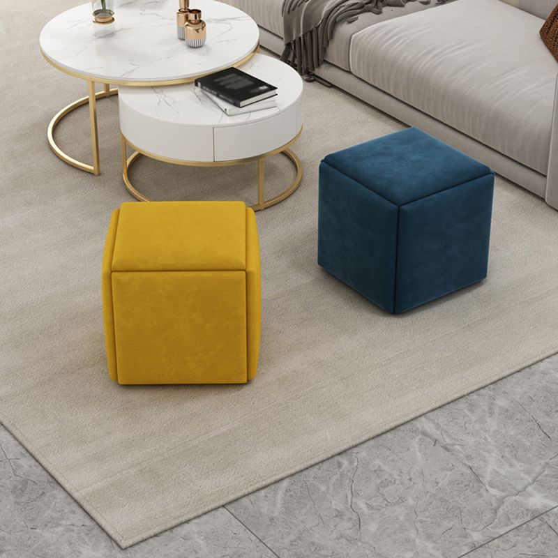 Modern Square Pouf Chair Plain Velvet with Storage Chair Ottoman