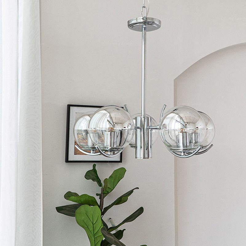 Metal Chandelier Light Fixtures Modern Multi-Head Globe Pendant Lamps for Living Room