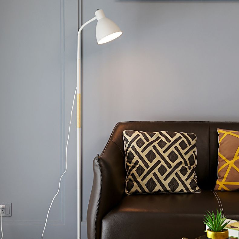 Nordic Bell Shade Floor Standing Light Metal Living Room Adjustable Reading Book Lamp