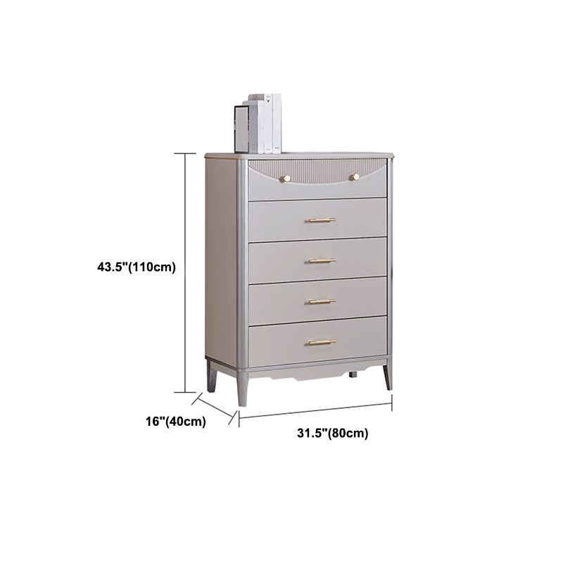 Glam Wooden Storage Chest 16" Wide Bedroom Chest in Grey with Drawers