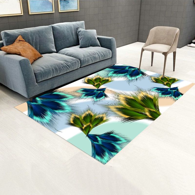 Gold Simplicity Rug Polyester Feather Rug Washable Rug for Living Room