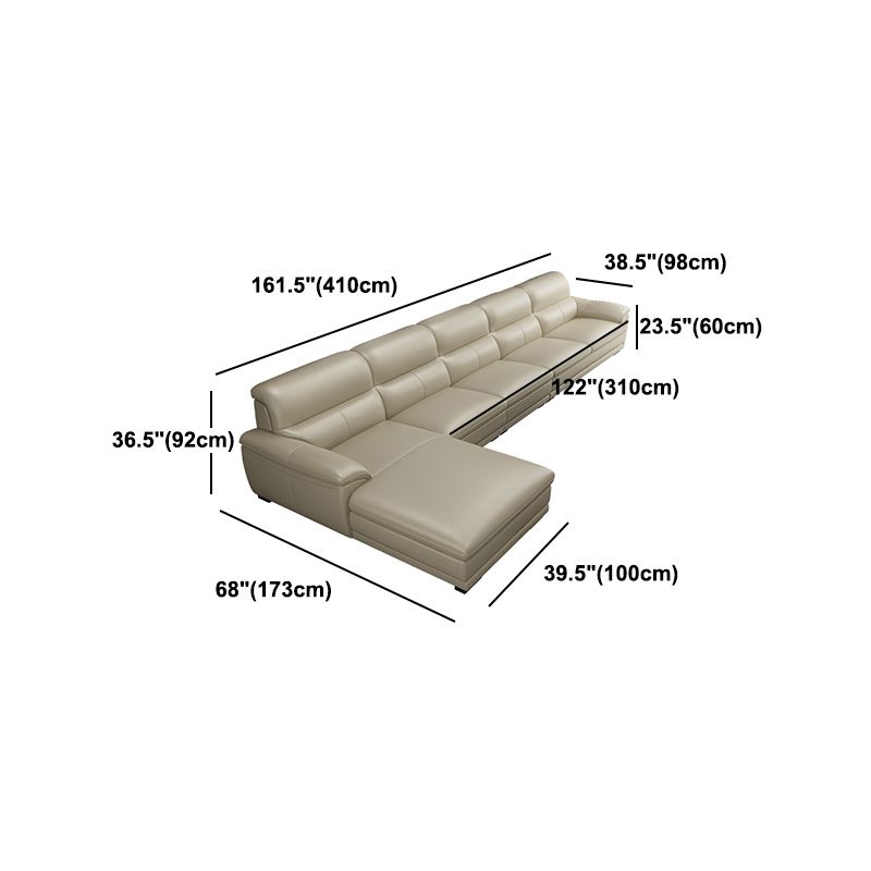 Leather Pillow Top Arm Sectional Sofa 36.22"High Cushion Back Sofa,Beige
