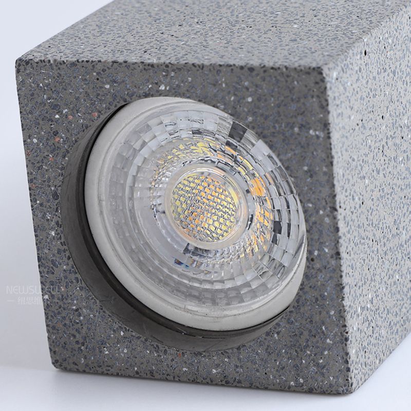 Modern Rectangle Shape Ceiling Light with Cement Shade for Living Room
