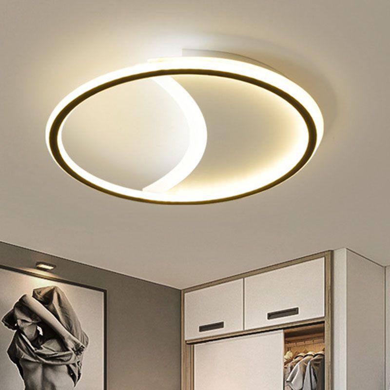 Splicing Round Acrylic Flush Ceiling Light Contemporary Black LED Flush Mount Lighting Fixture