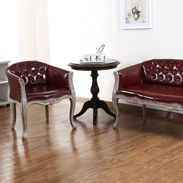 Upholstered Dining Arm Chair Tufted Dining Armchairs with Rubberwood Legs