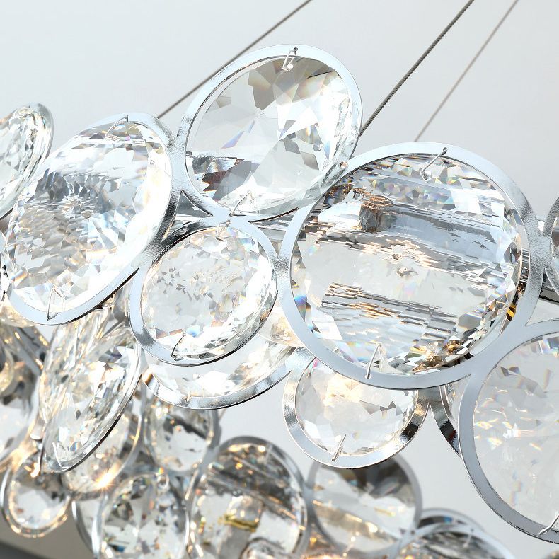 Round Crystal Modern Chandelier Pendant Light for Living Room Dining Room