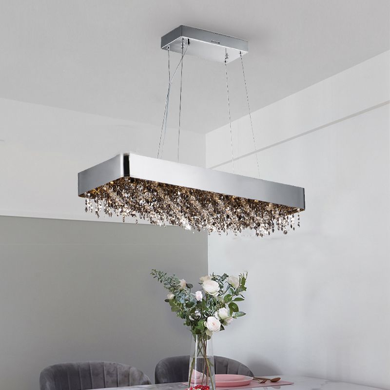 Ideas de iluminación de isla rectángulo de estilo contemporáneo Crystal Island Lights