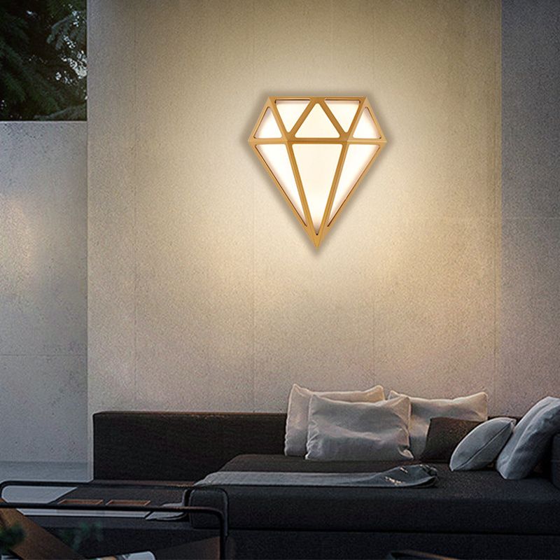 Modern Metal Wall Sconce Simple Wall Light with Plastic Shade for Bedroom