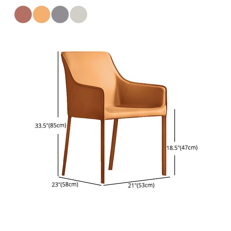Minimalist Style Leather Dining Chair Arm Solid Back Dining Side Chair