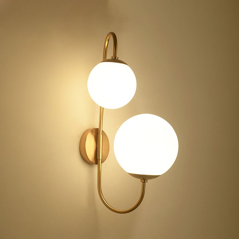 Illuminazione con applique a parete a sfera, vetro contemporaneo a 2 teste montate a parete lampada