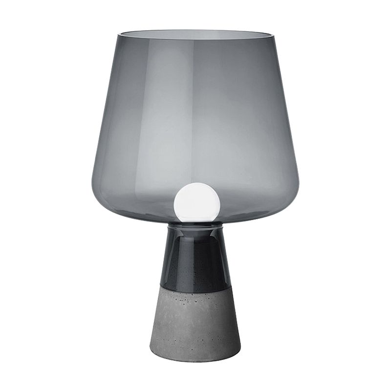 Cup Table Light Modern Smoke Gray/Amber Glass 8"/10" Wide 1 Head Nightstand Lamp with Cement Base