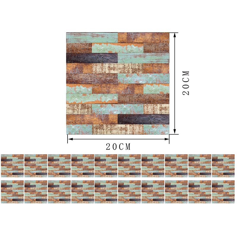 Distressed Shiplap Peel off Wallpaper Panel Orange-Blue Countryside Wall Art for Home