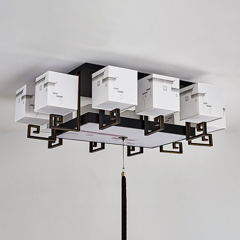 4/6/10/12 Bulbes Tissu massif Tissu en chinois Lubrile de style chinois Fixation du plafond