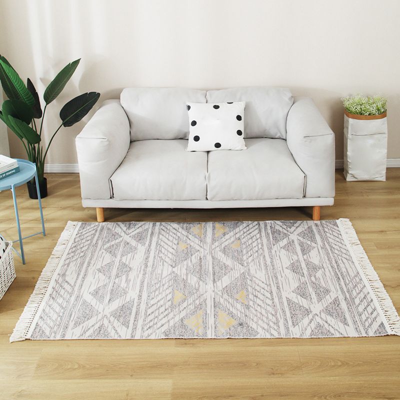 Stijlvolle boho chic tapijt multicolor geometrisch vloerkleed machine wassen tassel-getrimde tapijt voor huis