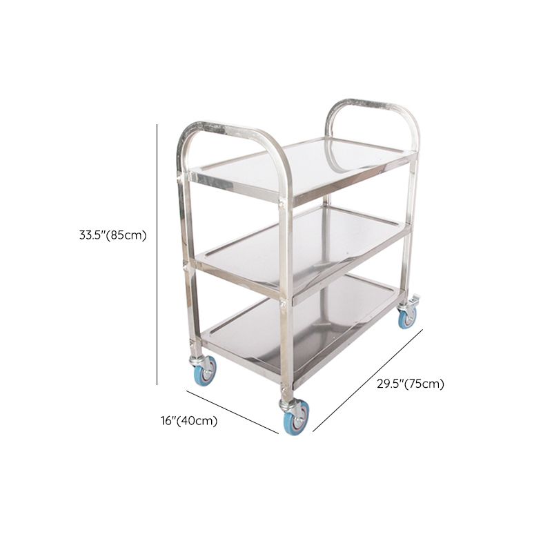 Modern Style Metal Prep Table Rectangular Rolling Prep Table for Dining Room