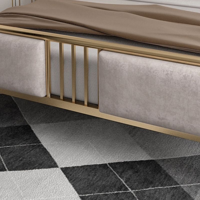 84.65 inch Wide Contemporary Bed Frame Metal Bed with Upholstered Headboard