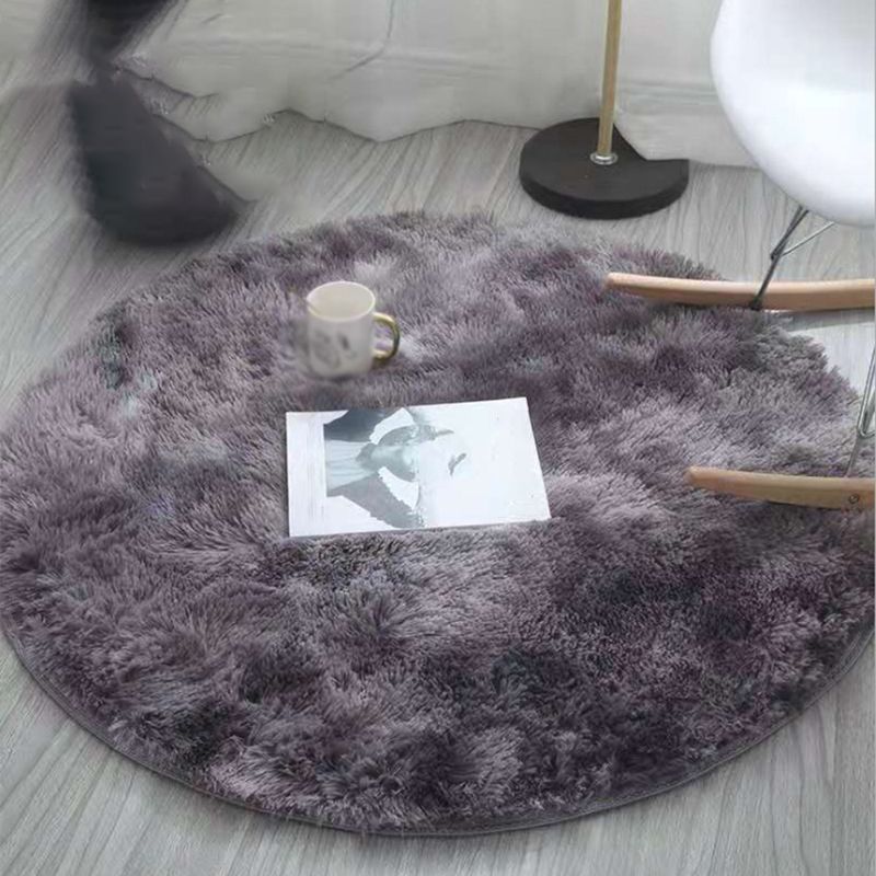 Round Tie dye Simple Carpet Polyester Shag Rug Non-Slip Backing Indoor Carpet for Home Decoration