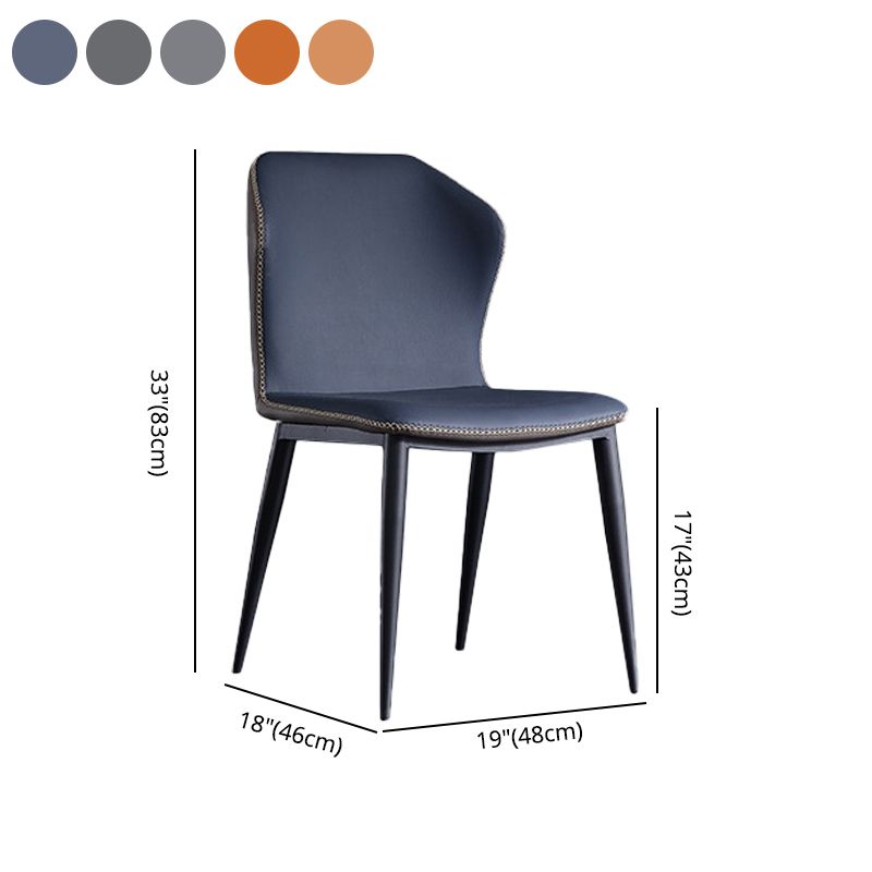 Silla industrial Wingback Parsons de cuero para comedor, sillas laterales sin brazos (juego de 4)