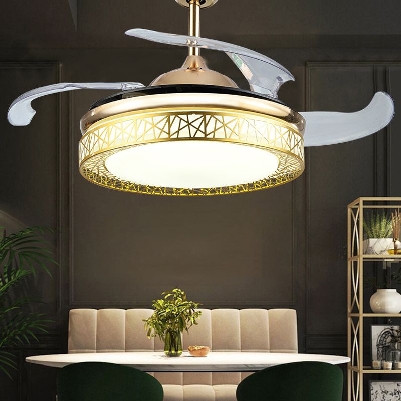 Nestförmiger Wohnzimmer Deckenlüfter Leuchtmetall 19 "breit LED Simplicity Halbflush Mount, 4 Klingen