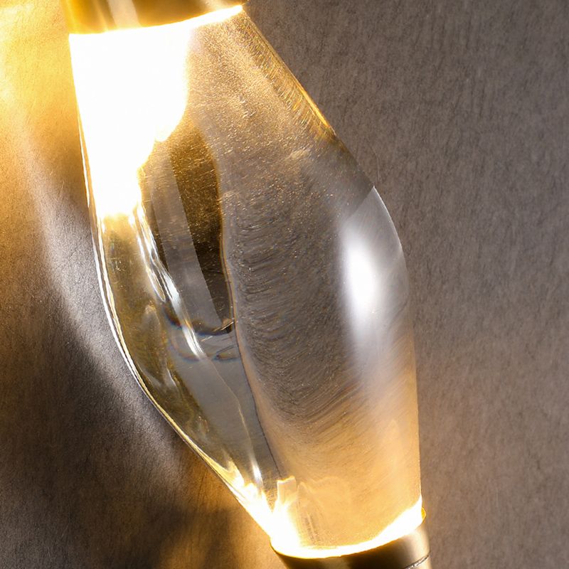 Gold LED Wall Lamp in Modern Luxury Style Copper Teardrop Wall Sconce with Crystal Shade