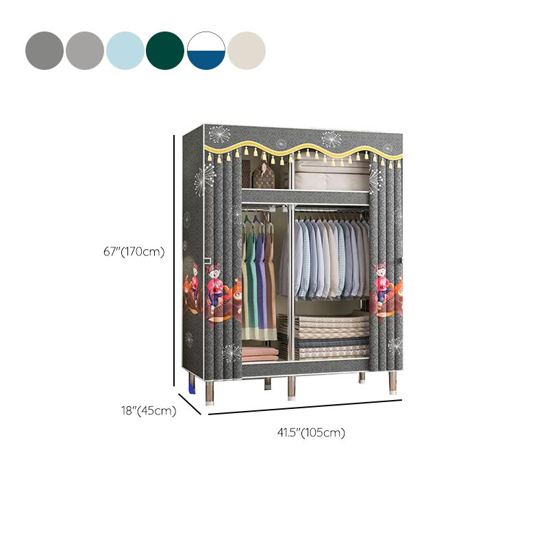 Freestanding Metal Frame Wardrobe Modern Removable Wardrobe with Legs