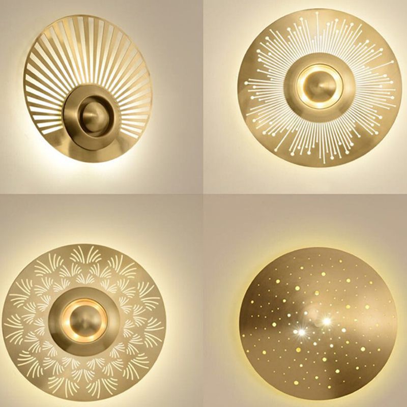 Round Disc Sconce Light Fixture Nordic Minimalist Style Copper 1 Light Sconces