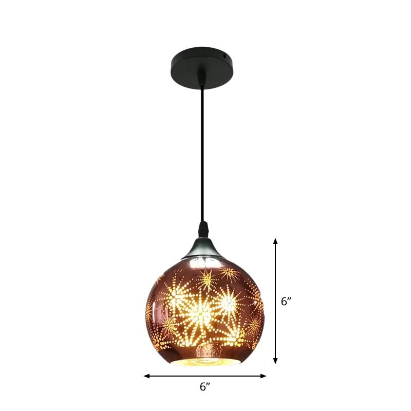 Luce a soffitto a sospensione Globe Modernista Firework Glass Bronze Sospension per corridoio